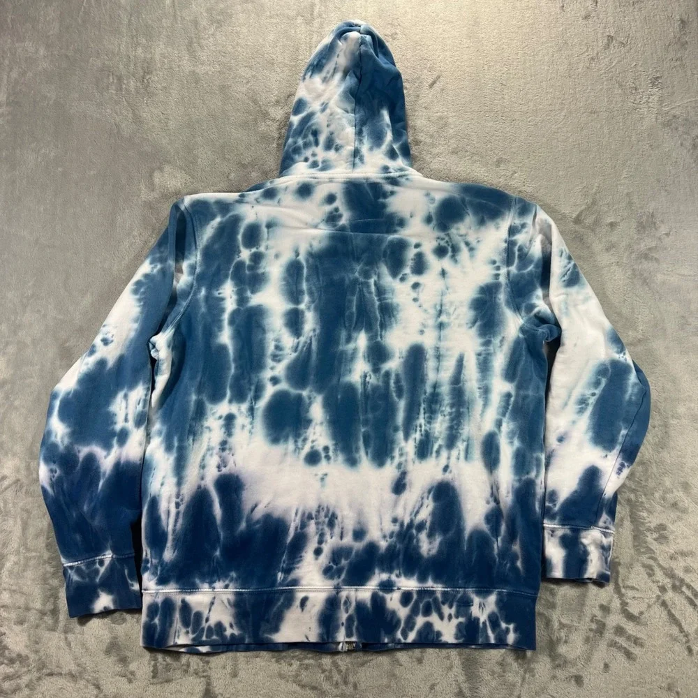 TRUE RELIGION Hoodie Mens 3XL Blue Tie Dye Good Full Zip Applique Grunge Skater